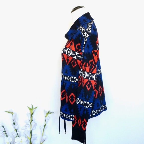 NEW! Lauren Ralph Lauren Active Aztec Full Zip Jacket Orange Blue SZ M - Picture 4 of 6